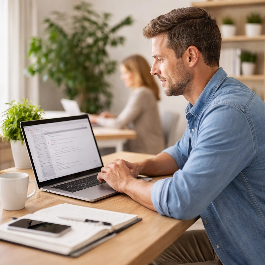 Unternehmer arbeiten zusammen im Homeoffice an einem Funnel