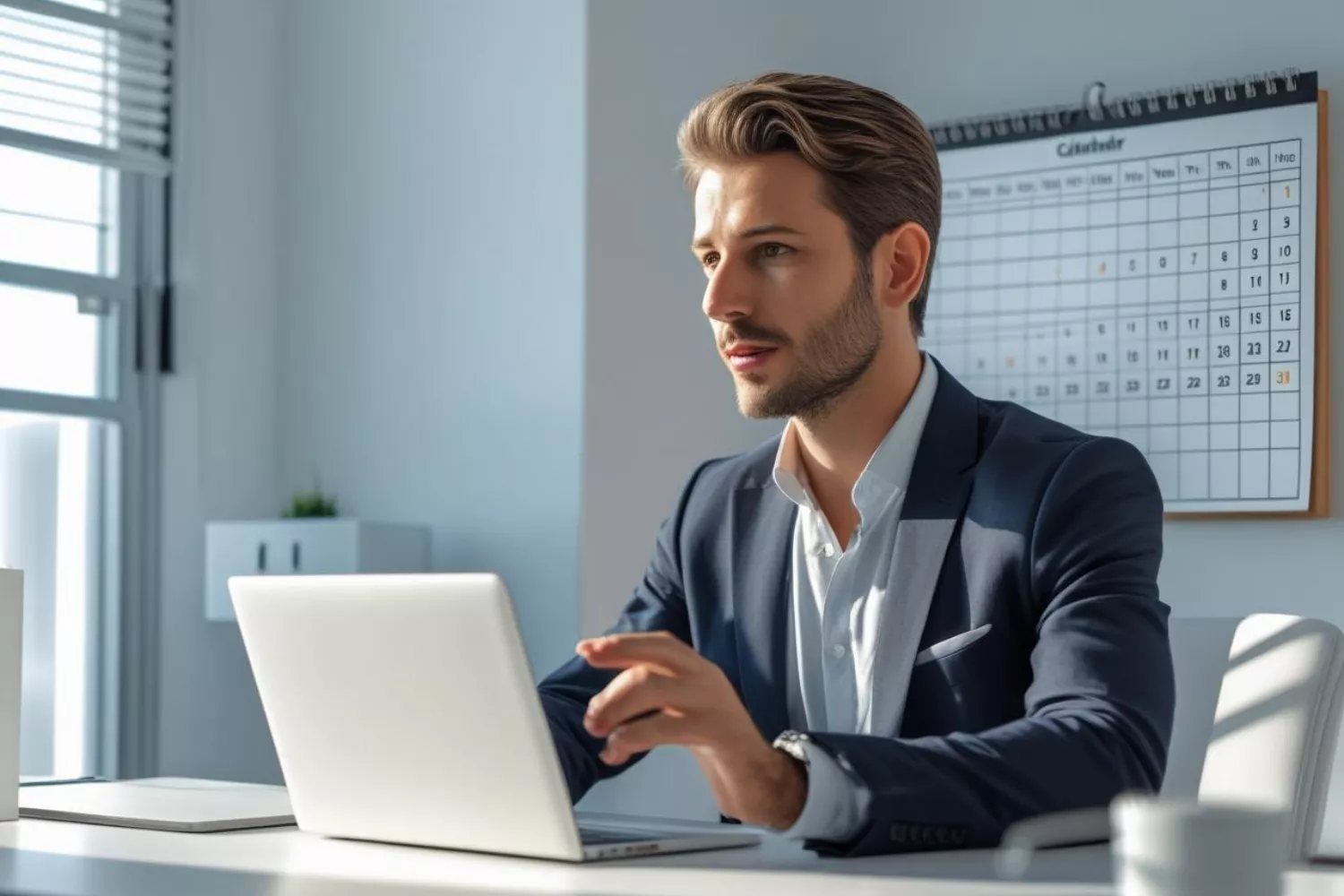 Unternehmer am Laptop managt seine Termine