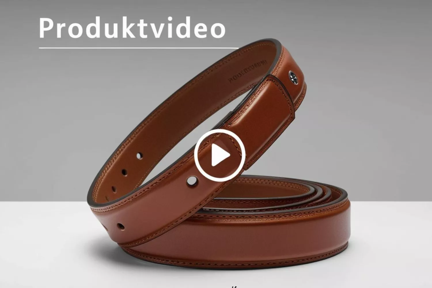 Screenshot eines Produktvideos mit Video-Icon zum Ledergürtel
